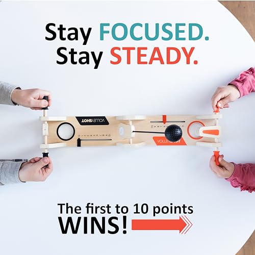 Fat Brain Toys VolleyShot - Wooden 2-Player Tabletop Skill Game for Kids & Adults