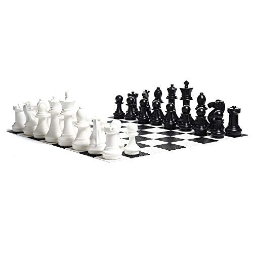 MEGACHESS Giant Chess Set - 25 inch King, with Giant Checkers Set and Giant Plastic Chess Board