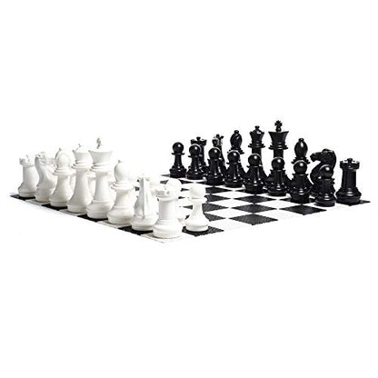 MEGACHESS Giant Chess Set - 25 inch King, with Giant Checkers Set and Giant Plastic Chess Board