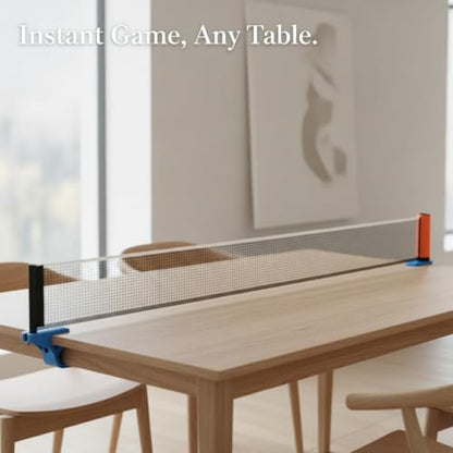 Retractable Table Tennis Net and Post Set, Clip-On Portable Ping Pong Net for Flat Surfaces, ABS Plastic - color: Orange