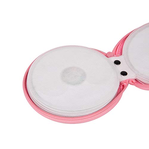 ELEZAY Small CD Case Round Felt 20 Capacity CDs Storage Wallet DVD Disc Holder, Pink - color: A-Pink
