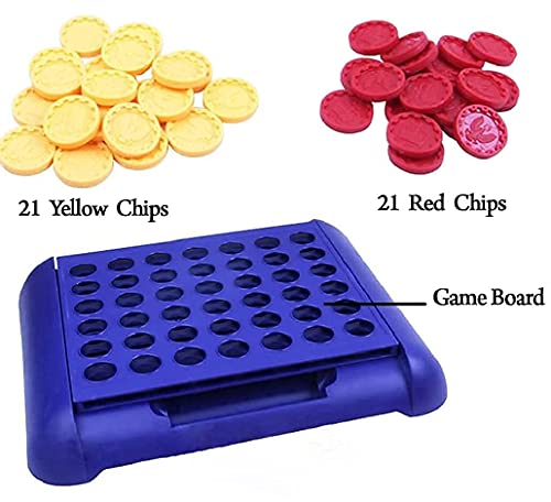 4 IN A ROW Board Games Foldable Line up 4 Toys Children's Educational for Kids Blue SHUYUE