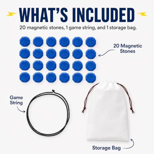 Magnetic Chess Game with Full Size Stones, Blue Magnet Game with String for Kids Adults, 2-4 Player Family Party Travel Camping Board Game, Screen-Free Strategy Puzzle Toy Gift by Sooshoom - color: Blue