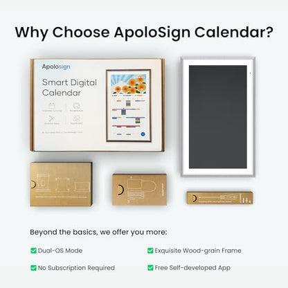 Apolosign 15.6-inch Digital Family Calendar, No Subscription Fee, Smart Wall Planner with Calendar Sync, Chore Chart & Touchscreen Display for Busy Families, Dual Mode, with Stand (Gray) - color: Gray