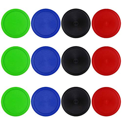 12 Pack 2.5 Inch Air Hockey Pucks for Small Size Table - color: Red Blue Green Black