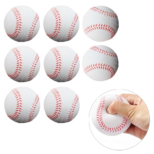 Soft Foam Baseballs Practice Training Ball for Beginners Squeeze Ball Safe Throwing Catching Batting - color: 8 White Foam Baseballs