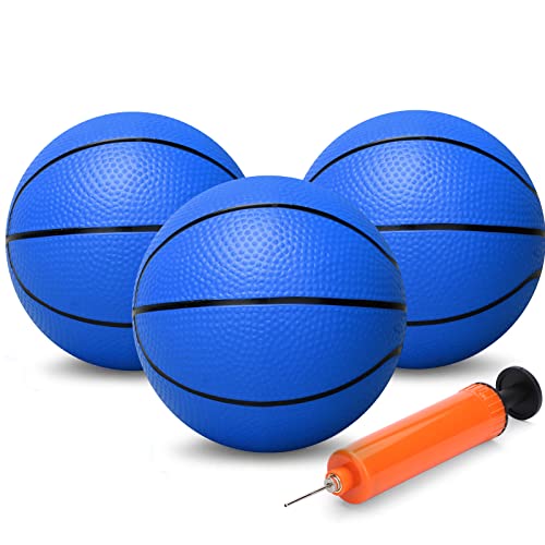 Gamtec 6 Inch Mini Basketballs for Toddlers Kids Teenagers, 3 Pack 6" Basketball Set with Pump Durable PVC Basketballs for Mini Over Door Hoop Pool Beach Balls for Swimming Pool, Indoors, Outdoors - color: Blue