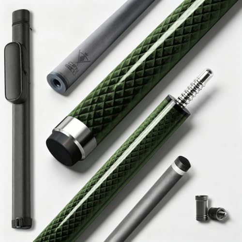 Carbon Fiber Pool Cue Stick - Low Deflection Professional Pool Sticks for Adults, Premium Carbon Shaft Billiard Cue with 3/8-8 Joint, Multi-Layer Tip, Wrapless Grip - color: Olive Green, size: 12.5mm
