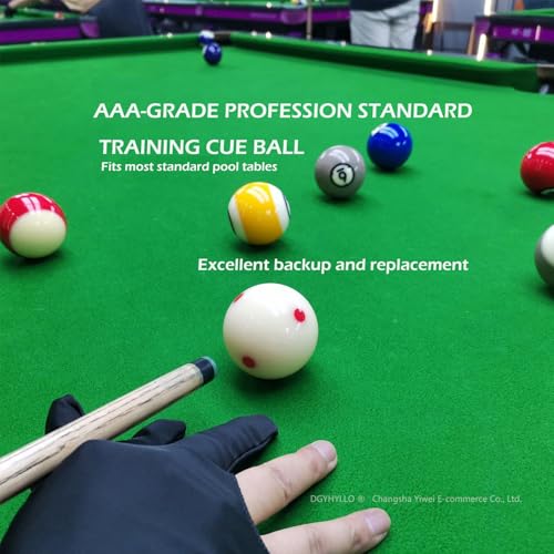 2-1/4" Billiard/Pool Cue Ball with 6 Red Dots Professional Training AAA Grade Tournament Standard, with Three Finger Billiard Gloves and 3 Pool Table Marker Spots/Dots