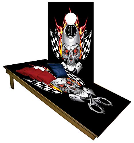 CornholeGamesUSA Handmade Premium Wooden Cornhole Board Set - Skull Series - Handmade in USA, Regulation Size 2'x4', Made of Baltic Birch | Includes 8 Cornhole Bags - color: Style #954