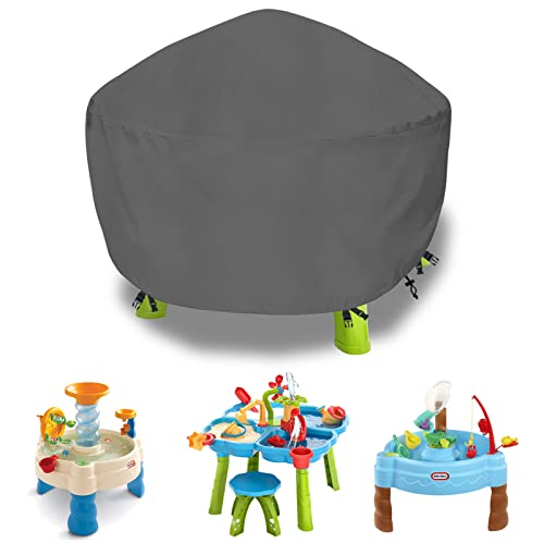 Kids Water Table Cover Fit Rain Showers Splash Pond Water Table,Waterproof Dust Proof Anti-UV Outdoor Toys Cover-Grey - color: Grey