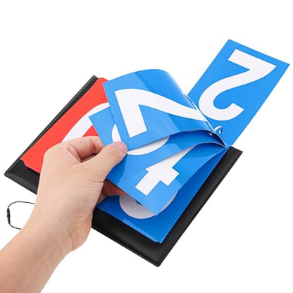 Flip Scoreboard 2-Digit – 6.3x7.9 Inch Portable Score Keeper with Large Numbers, PU Leather & Metal, for Basketball, Volleyball, Table Tennis, Cornhole, Board Games, Schools & Recreational Activities