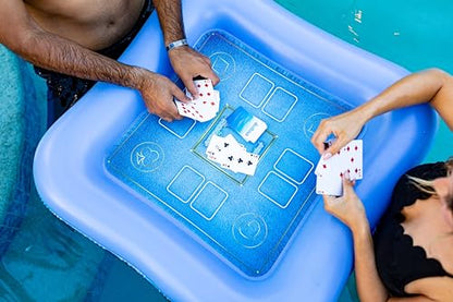 Poolcandy Floating Game Table with Waterproof Playing Cards – 28” Inflatable Pool Card Table, Puncture-Resistant Vinyl, Self-Floating Poker Game Set