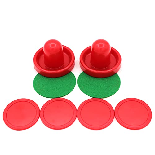 4 Pcs Air Hockey Pushers with 8 Pcs Pucks, Paddles & Goal Handles - Replacement Accessories for Game Tables - color: Red Blue