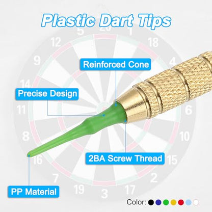 PATIKIL Plastic Dart Tip 2BA Thread, Soft Dart Tip Replacement Dart Accessories - color: Green