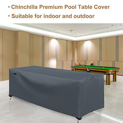 CHINCHILLA 7/8/9 ft Pool Table Cover, Waterproof Sunscreen Billiard Cover Polyester Fabric ，for Snooker Billiard Table Cover - color: Gray, size: 7FT- (92"L x 52"W x 33"H)