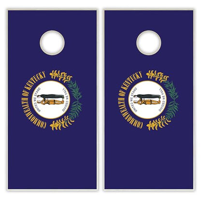 State Flag Solid Wood Regulation Cornhole Set 4 Feet x 2 Feet Includes Set of 8 Bags and Carrying Case with Optional LED Lights and Lamination - style: Kentucky