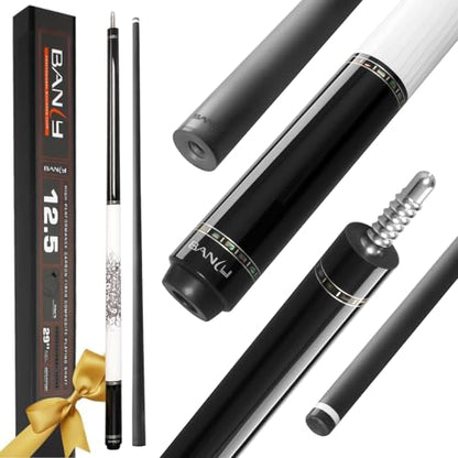 Banly Carbon Fiber Pool Cue Stick 12.5mm Time Crystal Tip, Low Deflection Pool Cue Professional Billiard Cue Sticks with Gift Box - color: 2-Ebony Wood(White Grip)