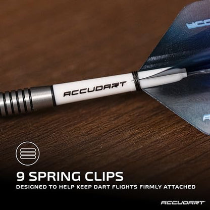 Accudart Dart Tune‑Up Kit – Flights, Shafts, Flight Protectors, Spring Clips, O‑Rings & Dart Tool – Complete Dart Accessory Set for Steel or Soft Tip Darts