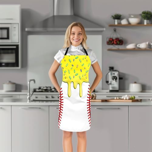 Castle Fairy Ice Cream Drip Baseball Kids Kitchen Apron - color: White Yellow