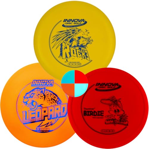 Innova Disc Golf DX 3 Disc Set | Driver, Midrange, Putter | Leopard3, RocX3, Birdie + G3T Blank top mini