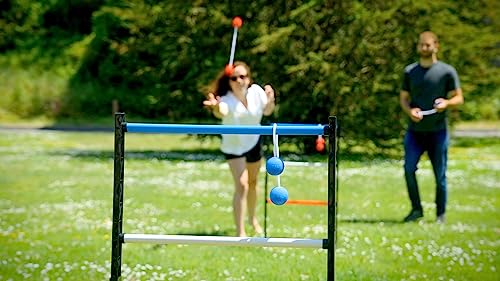 University Games, Double Ladder Ball Indoor Outdoor Ladderball Game Set, 6 Soft Rubber Bolas Balls, Zippered Travel Case, Premium Quality and Durability for 2 or More Players Ages 8 and Up