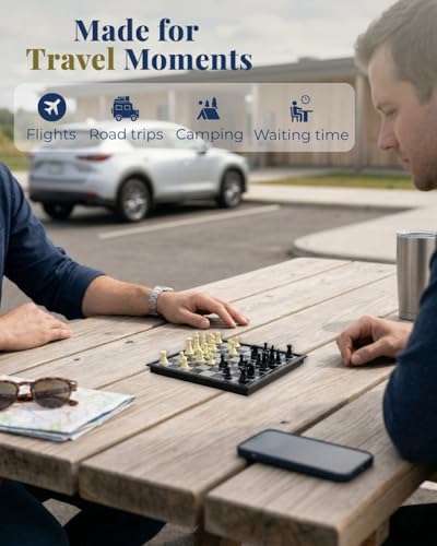 Travel Chess Set Magnetic Portable Folding Board - Small Mini Pocket Chess Set (X-Small / 5.9 Inch) - size: X-Small / 5.9 Inch