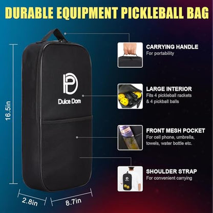 Dulce DOM Pickleball Paddles Set of 2/4 - USAPA Approved, 4 Indoor Outdoor Pickleball Balls, Fiberglass Surface Paddle Racket with Cover Bag, Ideal Training Equipment Gift for Men & Women - color: Blue Red*4