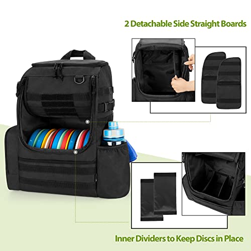 DSLEAF Disc Golf Bag with 24-26 Discs Capacity, Disc Golf Backpack with Two Sidewall Supports and Molle Webbing for Beginner, Hobbyist, Adults and Teenagers