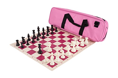 Deluxe Chess Set Combination - Triple Weighted - by US Chess Federation (Pink) - color: Pink