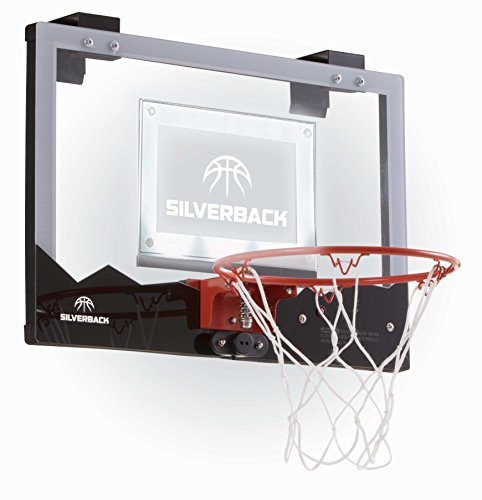 Silverback LED Light-Up Over the Door Mini Basketball Hoop - 18" - Includes Mini Basketball and Air Pump - color: Black 18"