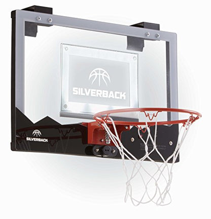 Silverback LED Light-Up Over the Door Mini Basketball Hoop - 18" - Includes Mini Basketball and Air Pump - color: Black 18"