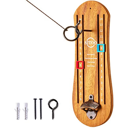 Hook and Ring Games with Bottle Opener, Ring Toss Game for Adults, Ring Toss Game for Indoor and Outdoor Use, Gifts for Men(Wood)