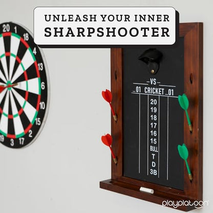 Play Platoon Dart Scoreboard & Darts Holder Wall Mount - Wood Score Board, Professional Darts Accessories, Dart Holder - size: 16 x 11 inch, style: Chalkboard