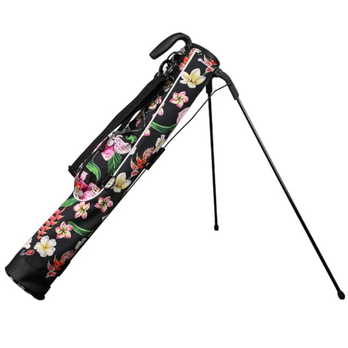 Orlimar Pitch ’n Putt Lightweight Sunday Golf Bag with Stand, Ultra-Light Carry Design, Two-Way Divider Top, Shoulder Strap, Compact Carry Golf Bag for Men & Women - color: Hibiscus Flowers