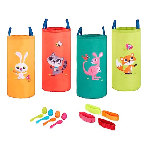 B. toys – 3 Outdoor Games for Kids – Racing Sacks & 3-Legged Race Bands – Egg-and-Spoon – Birthday Party Games – 5 Years + - style: Outdoor Racing Games