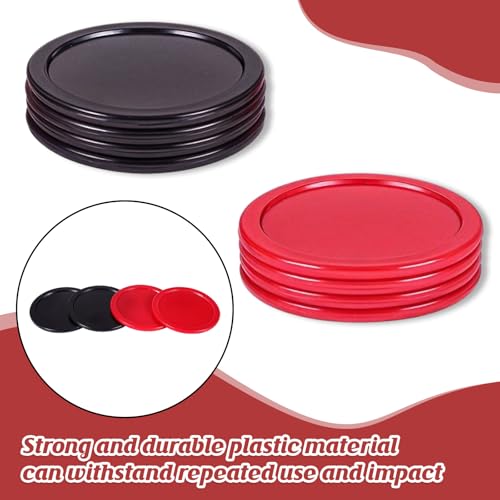 2.5 Inch Hockey Pucks, 8 Pcs Air Hockey Pucks Set Durable Puck for Air Hockeys Table - color: Black, Red