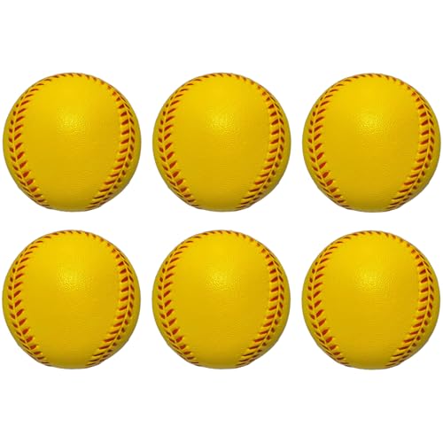 Foam Baseballs Softballs Practice Training Ball for Beginners Hand Exercise Squeeze Ball for Safe Throwing Catching and Batting Practice - color: Yellow 6 PCS foam baseballs