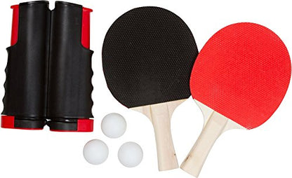 C&H Solutions Ping Pong Set - Recreation Games for Indoor or Outdoor Use, Anywhere Table Ping Pong Set with Paddles and Balls, Retractable Table Ping Pong Net