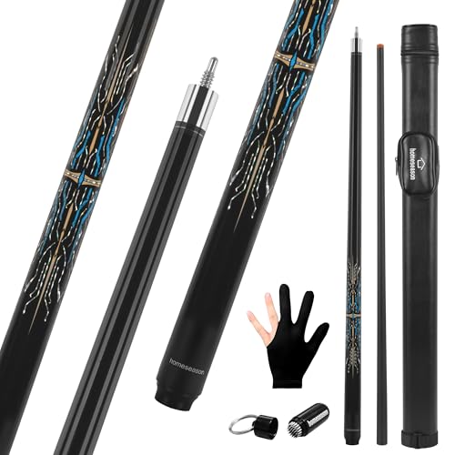 HomeSeason Glass Fibre Pool Cue Stick 58" Billiard Cue Sticks Professional Low Deflection Pool Sticks - color: C with bag