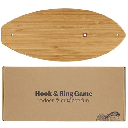 Pacific Shore Games Wooden Hook and Ring Game - Outdoor Games for Adults and Family, Ultimate Ring Toss Game, Ring Game on String for Man Caves, Game Room Walls, Bars, and Patios - style: Plain