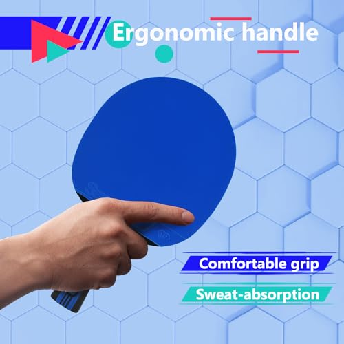 Senston 5-Ply Ping Pong Paddles Set – Premium Wood Table Tennis Set of 4 with 6 Balls & Portable Carry Case – High-Control 2mm Sponge & Ergonomic Non-Slip Grip for Beginners & Family Play - color: Blue+Blue