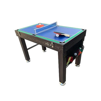 KICK Quad 48" 4-in-1 Multi Game Table – Foosball, Billiards/Pool, Glide Hockey & Ping Pong - color: Brown