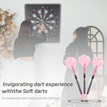 CyeeLife Soft Tip Darts Set - Professional Darts Plastic Tip Sets with Brass Barrel + 6 Shaft + 6 Standard Flights + Portable Case for Electronic Dartboard