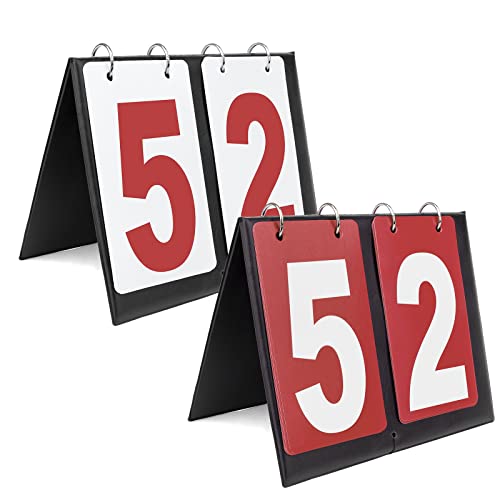 GOGO 2 Sets Portable Tabletop Sports Scoreboards Scorekeeper 00-99 - color: Red Number + Red Card