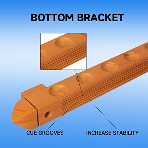 GSE Games & Sports Expert 2-Piece 6/8/12 Billiard Pool Cue Rack Wall Mounted Holders, Billiard Cue Sticks Wall Rack Set - style: 12 Cue - Oak