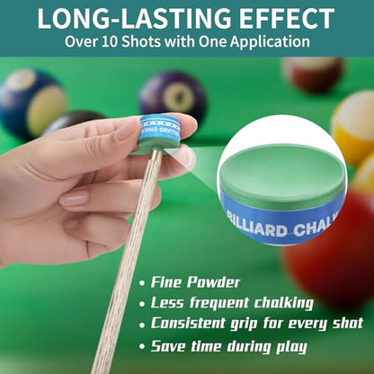 Pool Cue Chalk 2 Pack, Premium Round Pool Stick Chalk Billiard Table Accessories for Professional Tournament, Clubs, Bars, Home (Outstanding Performance, Reduce Miscue, Durable)- Green - color: Green-2 Pack