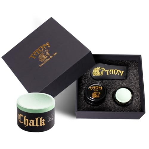 TAOM Upgrade Pool Chalk Holder Round Shaped Practical Tool Billiards Accessories Magnetic Mini Chalk Tip Case Container Round Box Billiards,Cue Tip Tool Scuffer Shaper - color: 1-Gift Set-Black with 2.0 Green