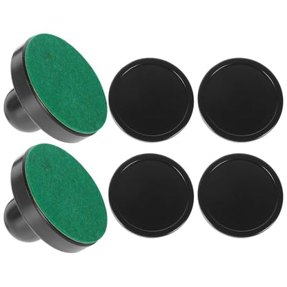 Air Hockey Pucks and Pushers Replacement for Game Tables Smooth Sliding Black Pushers with Black Pucks and Felt Covers Hockey Parts for Home Leisure Sports