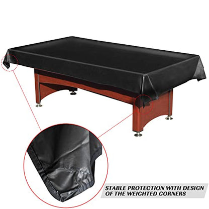 Pool Table Cover PVC Waterproof Dustproof for 7/8/9 Ft Billiard/Pool Table ,Black,8 Feet